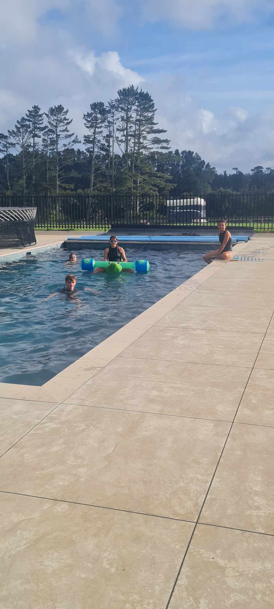 Next morning in the pool.